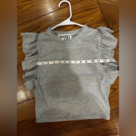 BUCKETLIST Gray Ruffle Sleeve Tee - Picture 6 of 6